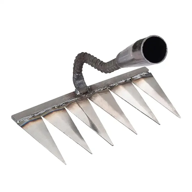 4/5/6/7 Teeth Carbon Steel Garden Hand Rake Farm Tool Weeding Scarifier Agricultural Nail Harrow Metal Harrow Garden WeedingTool