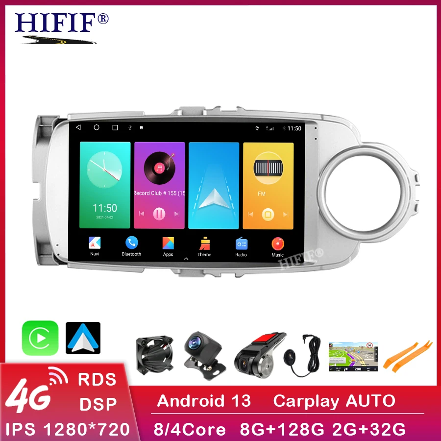 

4G+64G Android 13 DSP 9" Car Radio GPS Multimedia Player For Toyota Yaris 2012 -2016 2017 LHD RHD Video Navigation 2 Din No DVD