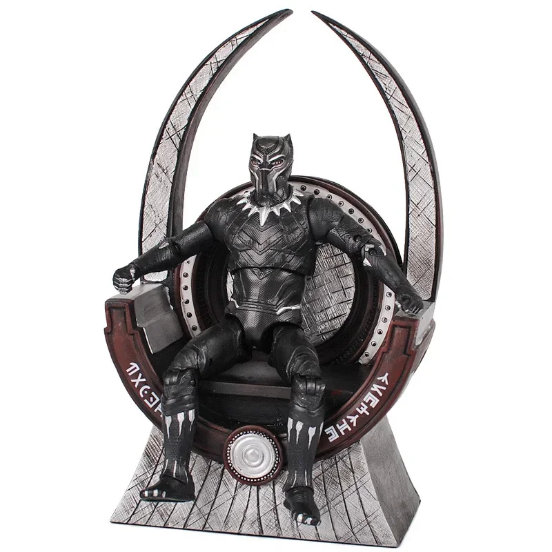 

22cm Wakanda Black Panther Cartoon Figure Resin Throne 1:12 Peripheral Desktop Model Decoration Collectible Birthday Gift Toy