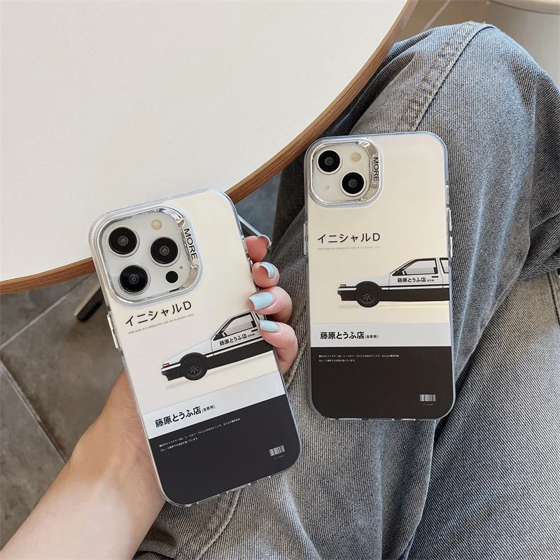 Luxury Electroplate Anime Initial D AE86 Tail Light Posters Phone Case For iPhone 15 14 13 12 11 Pro Max Anti-fall Silicon Cover