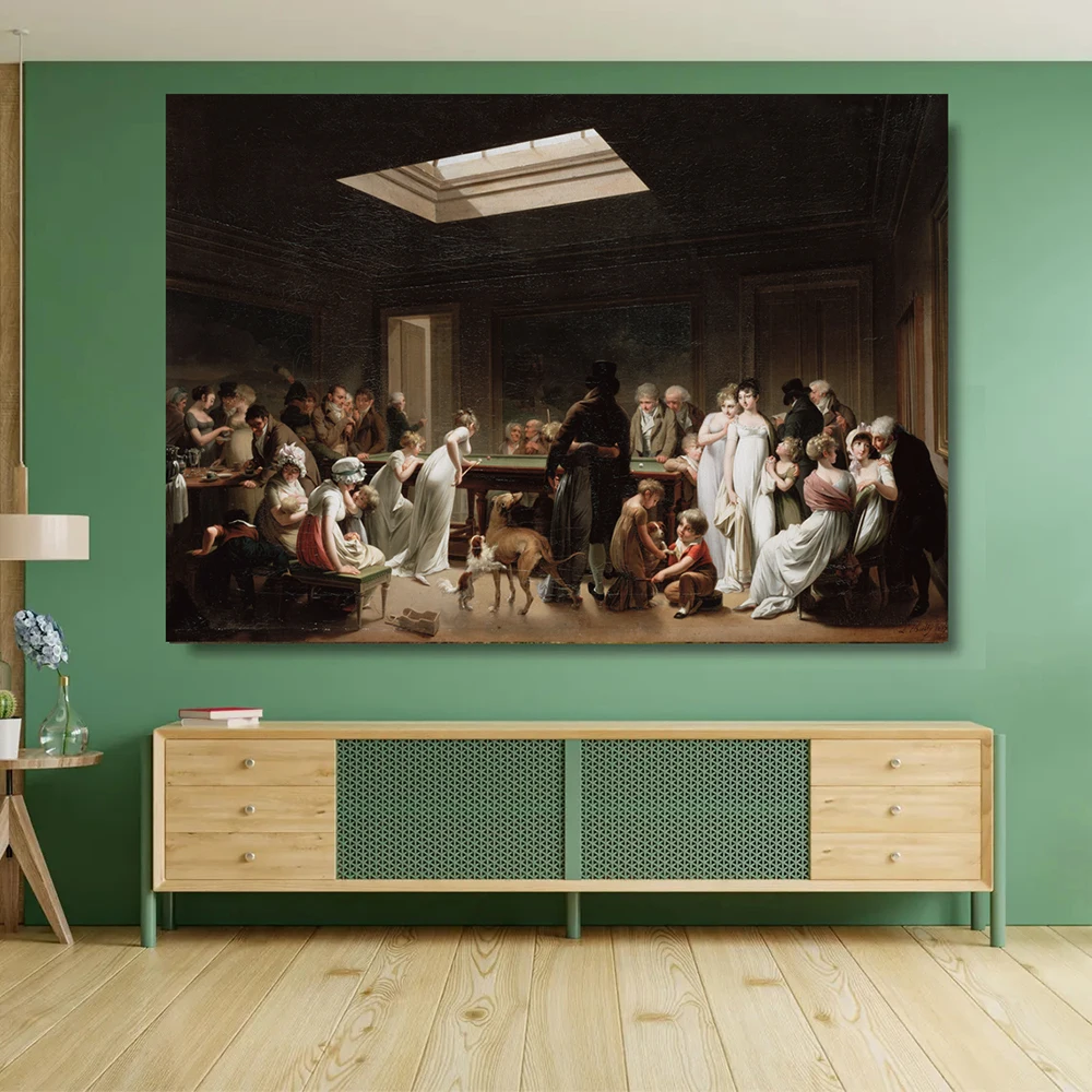 Louis Leopold Boilly A Game of Billiards 1807 Canvas Painting Celebrated Genre Wall Art Poster Decor
