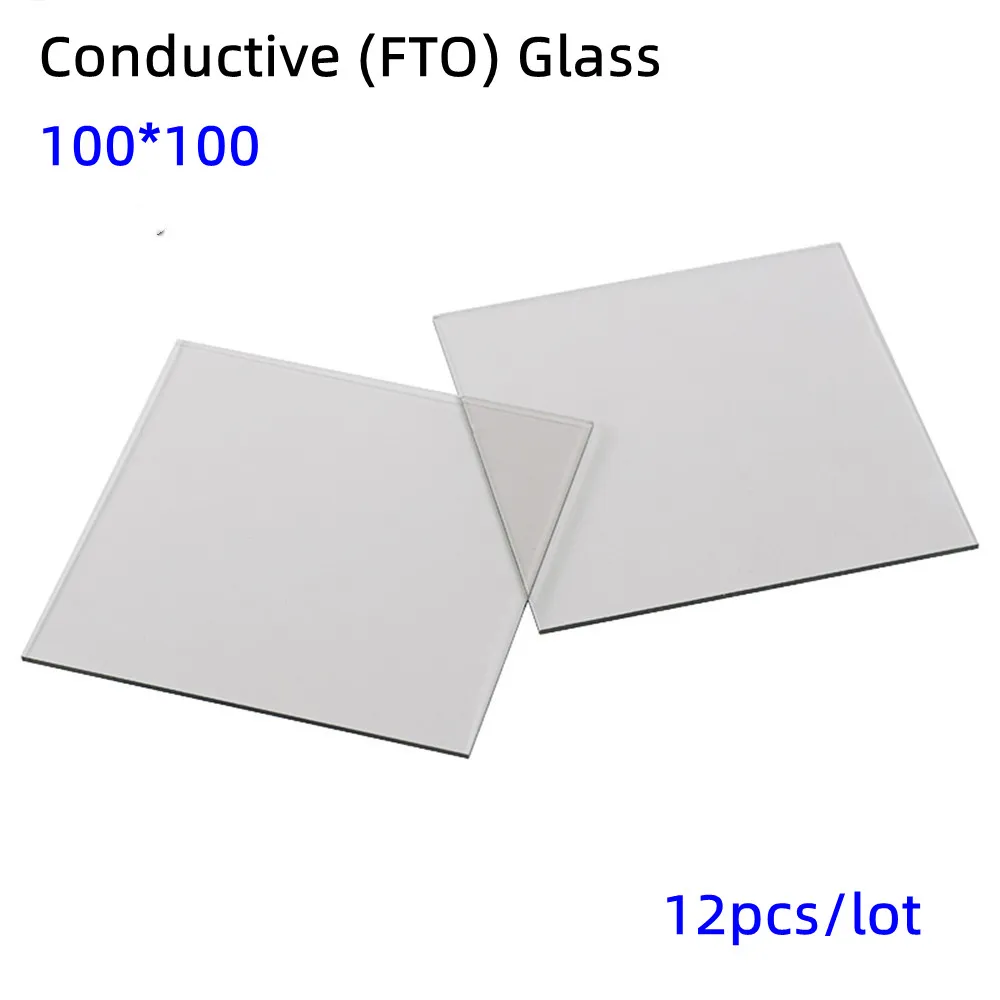 

100x100x2.2mm, 10ohm/sq, 12pcs/lot Lab Transparent Conductive Fluorine Doped Tin Oxide (FTO) Coated Glass