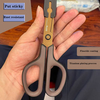 Japanese PLUS scissors, titanium-plated anti-adhesive household scissors with protective cover, portable and labor-saving for st