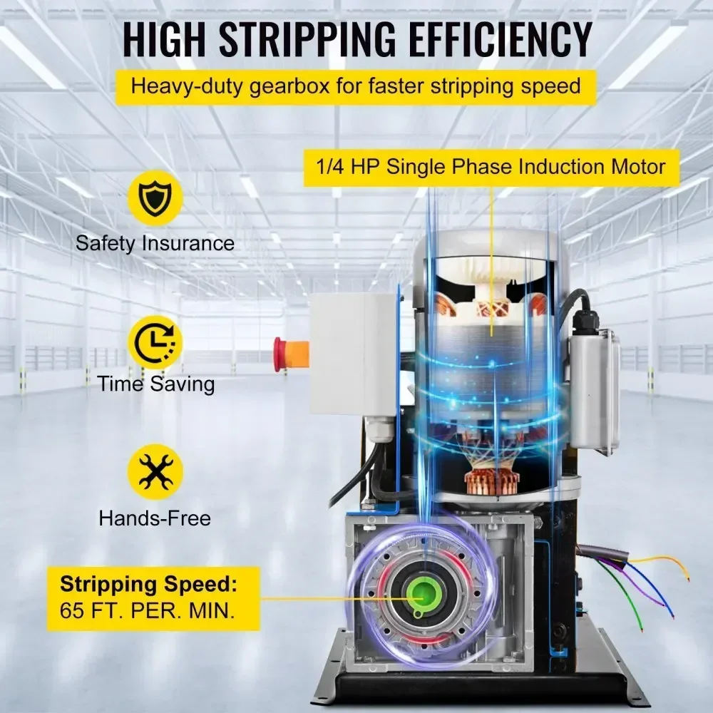 VEVOR-Pelacables eléctrico de 370W, máquina Pelacables de 1,5mm-38mm, portátil, alimentado Comercial con 10 cuchillas, 1/2HP