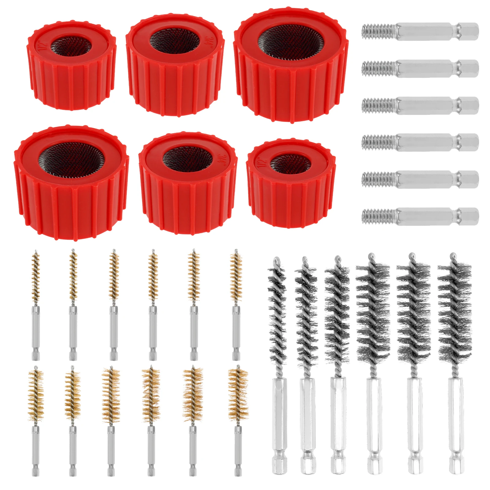 Copper Pipe Tubes Cleaner with Twisted Wire Cleaning Brush for Drill Pipe Cleaners Plumbing Stainless-Steel Wire Bristles