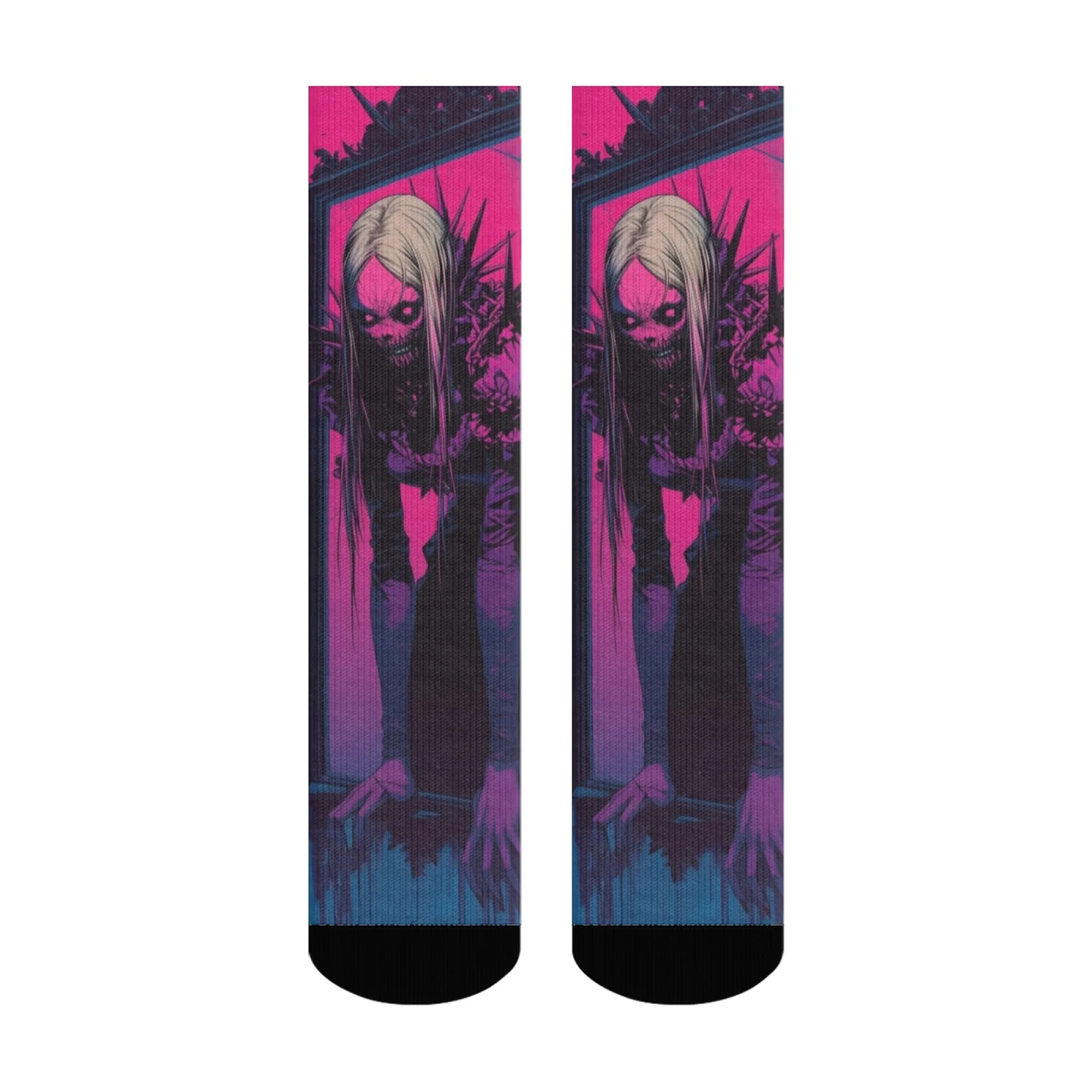 النيون القوطية الظلام الخيال الجمجمة جوارب بناتي مطبوعة طاقم الجوارب لباس غير رسمي لعشاق القوطية هدية مثالية لجماليات الظلام