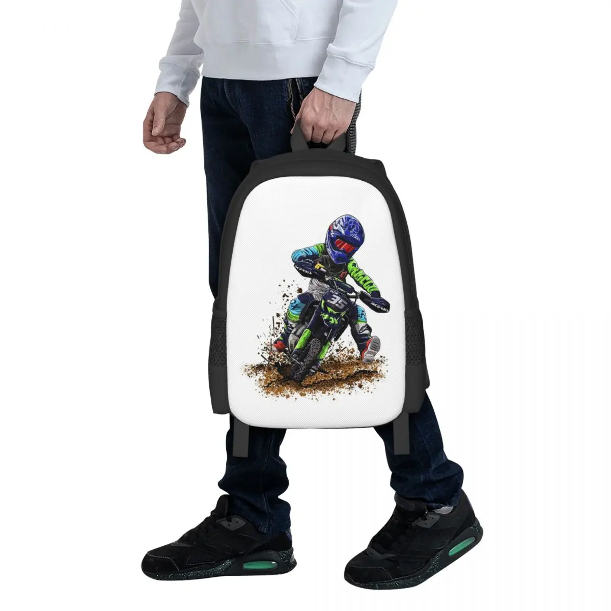Motocross Dirt Bike Studios MX Rider 35 Student Backpack School Bag Hiking Travel Daypack for Boys Girls Bookbag Shoulder Bags