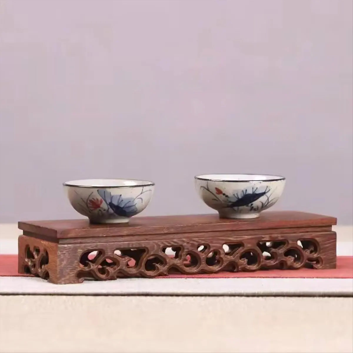 [Promotions]Miniature Wood Bases Figurine Vase Display Stand Coffee Tea Sets Pedestal Standing Flower Base Bonsai Plant Holder