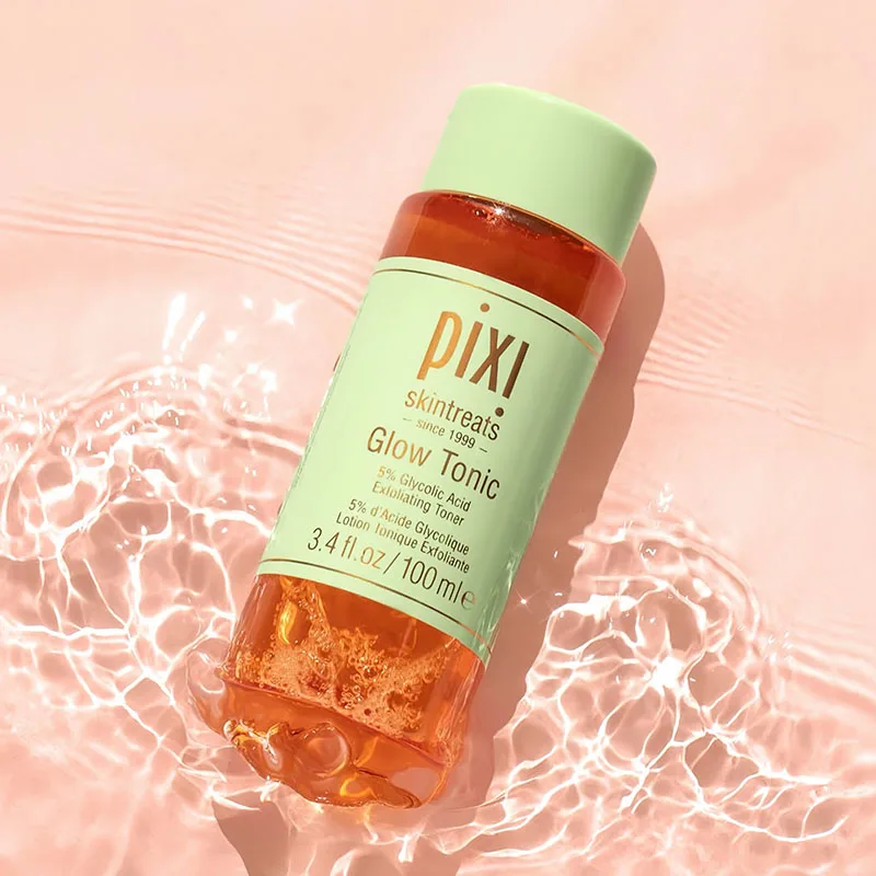 PIXI Tónico Facial Glow Tonic 100ml con 5% de Ácido Glicólico para una Limpieza Profunda de los Poros, Lápiz Labial Mate de Alta Pigmentación, Color Azul Sólido