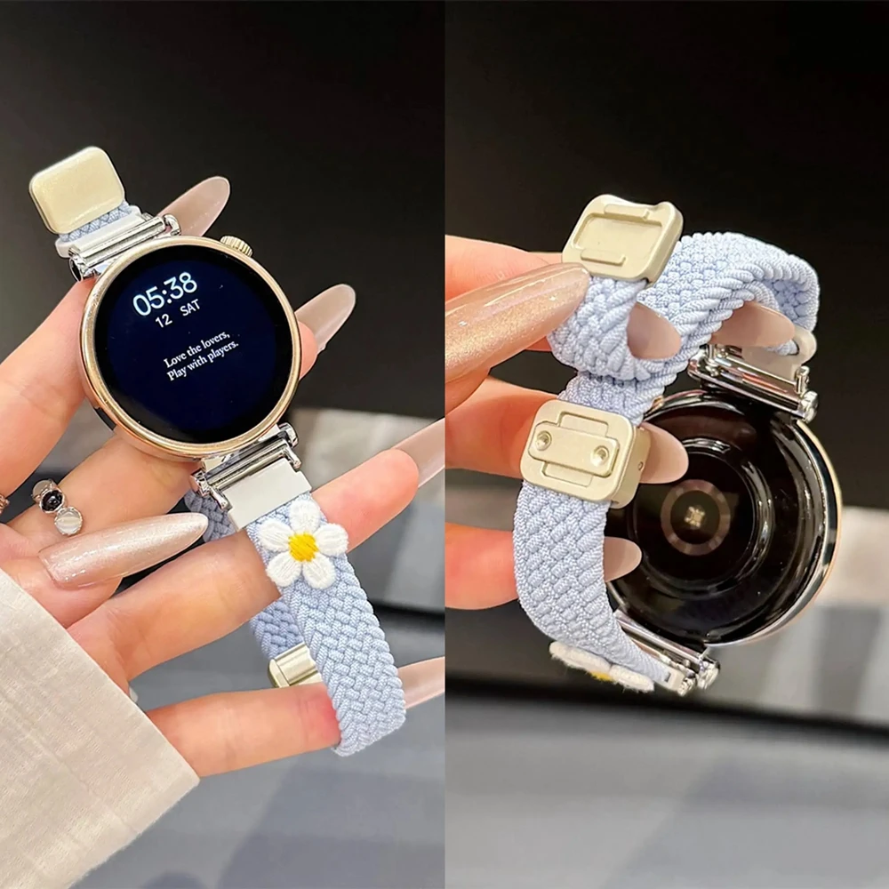 Schönes Daisy Nylon-Armband für Samsung Galaxy Watch 7 FE 5 Pro 4 6 Classic 44mm 40mm Sport-Armband Correa Band