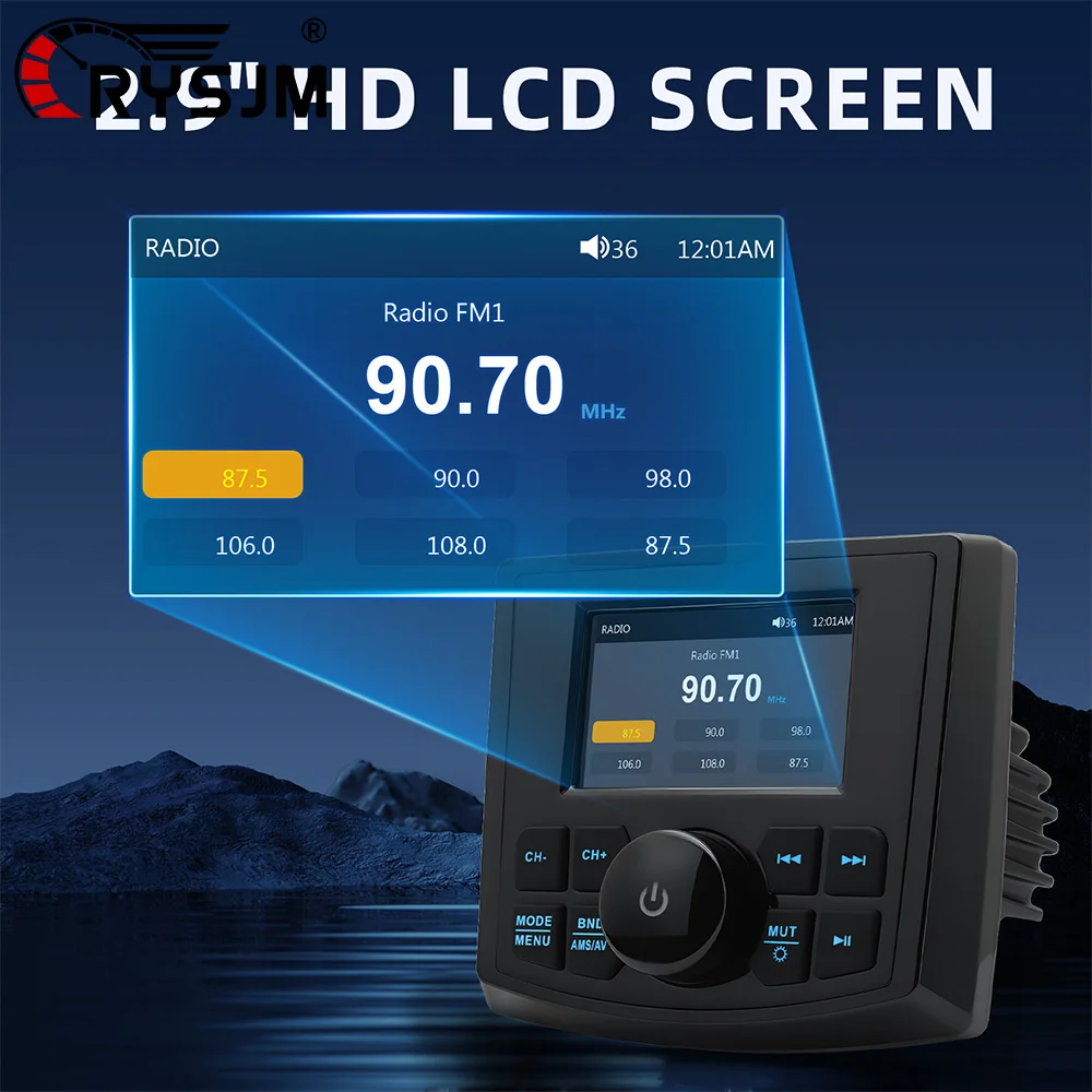 

* 7 Color Backlight Yacht MP5 Radio Player Marine Stereo Display Video Player Waterproof Boat Equipment Bluetooth-compatible