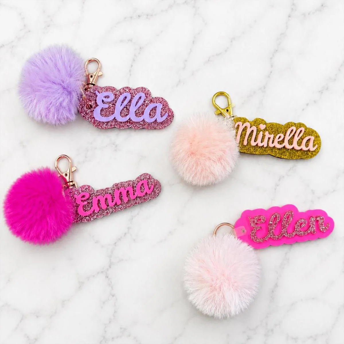 Keychain with name, customized acrylic bag pendant, glitter name keychain, backpack ornament, customized name gift