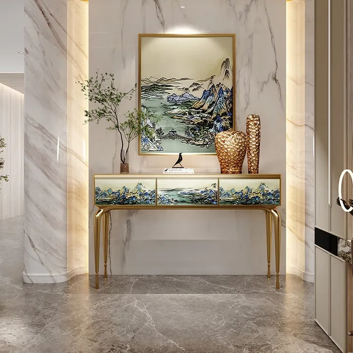 

The entrance table enters the door, facing the designer's high-end art design entrance cabinet