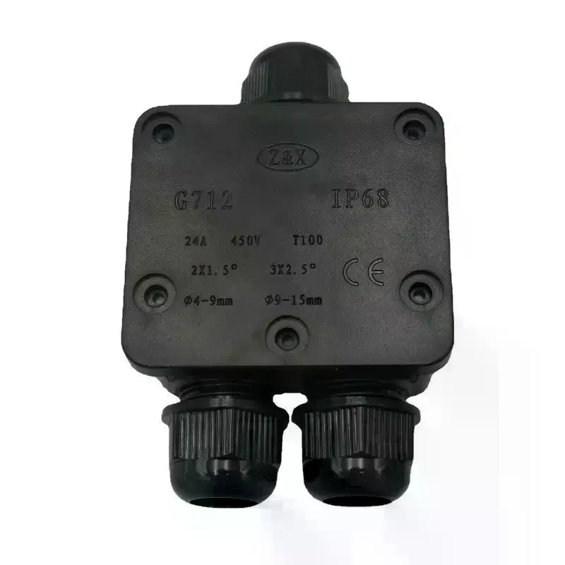 IP68 Waterproof 3 Way Power Cord Junction Box Easy Mount Anti-Aging for Outdoor LED Pool Lamp Backyard Patio Lighting