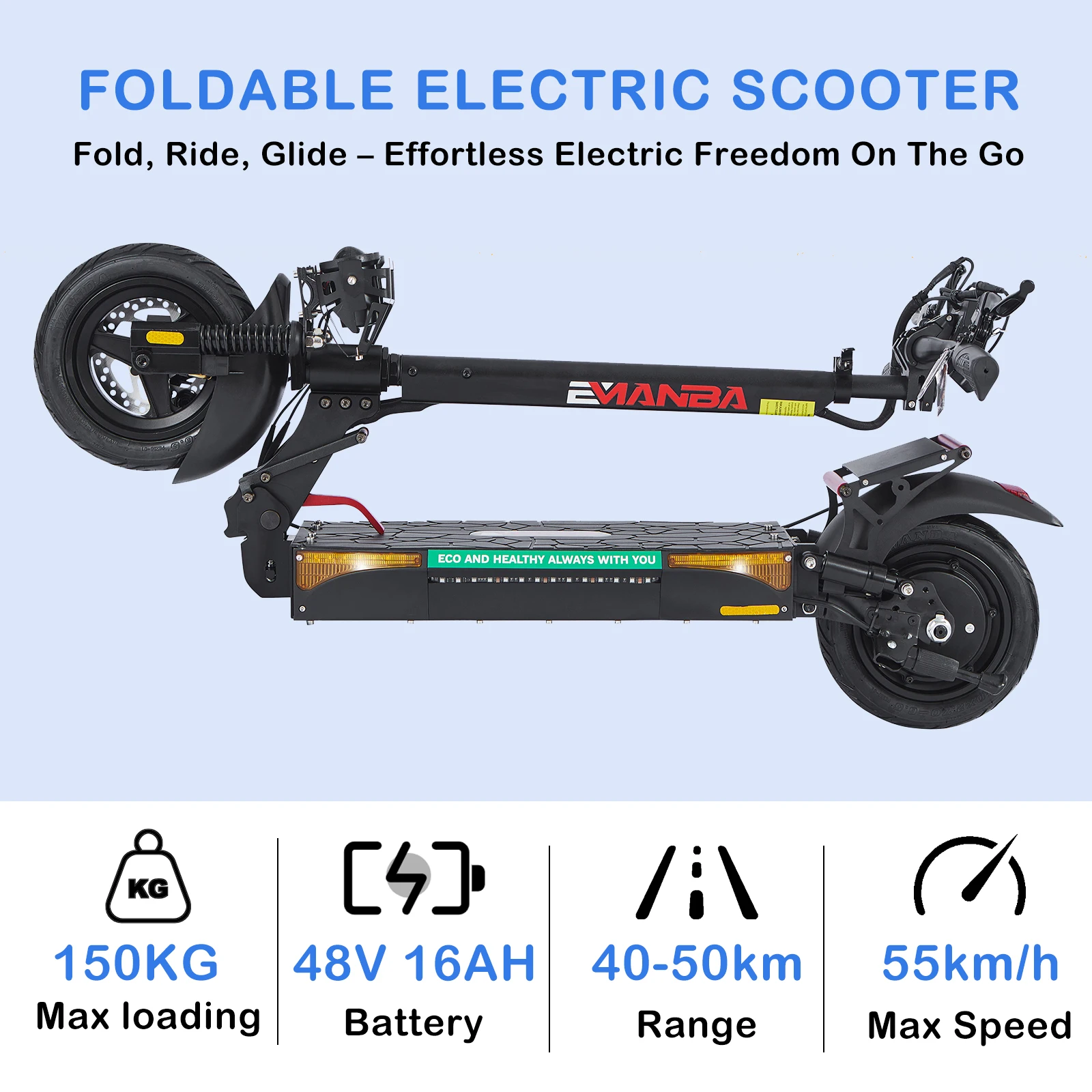 1200W Off Road Electric Scooter for Adults 48V Long Range E-Scooter 55KMH Fast Speed 10" Tubeless Tire Foldable Kick Scooter - view 6