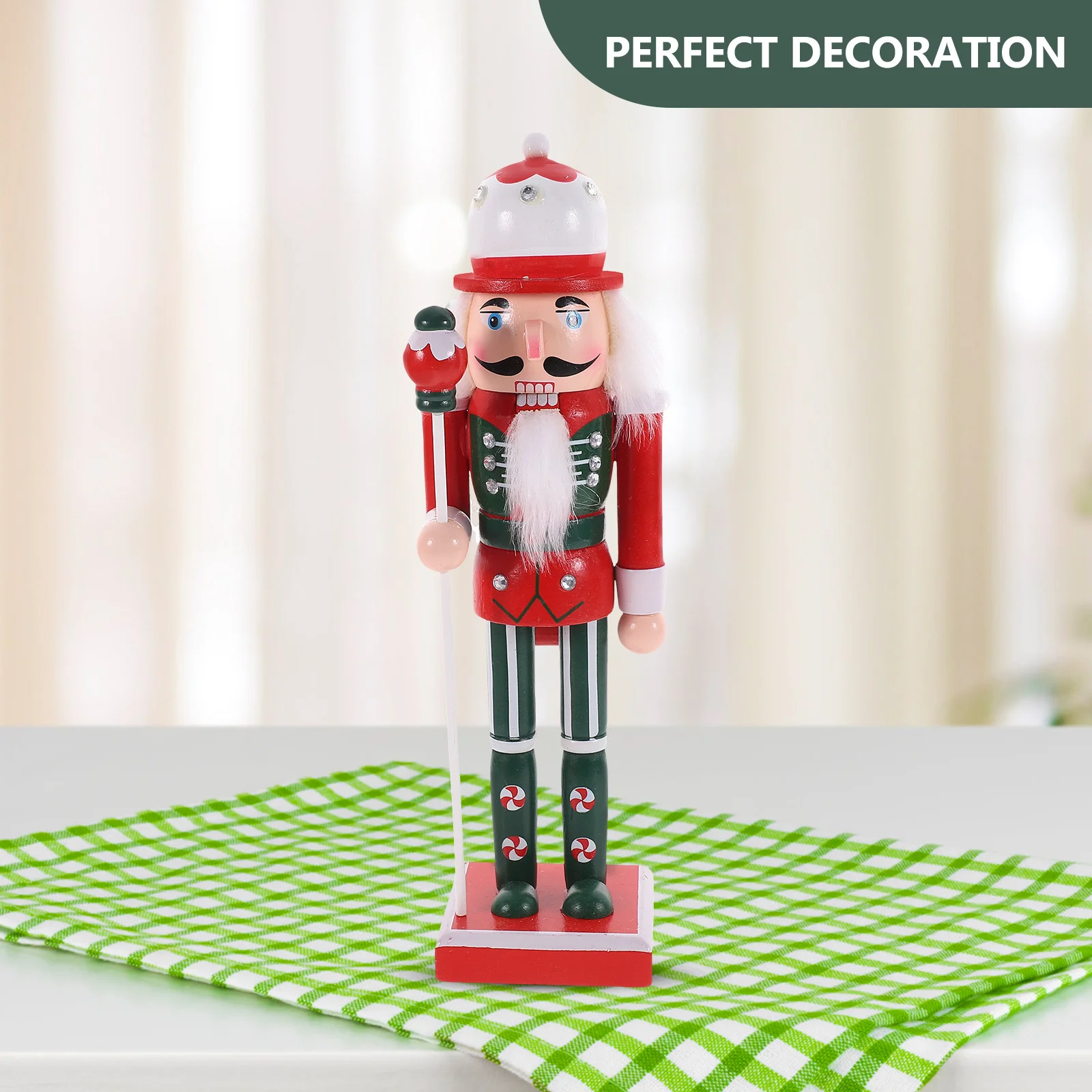 

Christmas Wooden Nutcracker Decoration Small Xmas Figure for Holiday Home Mantel Shelf Table Display Festive Indoor Ornament
