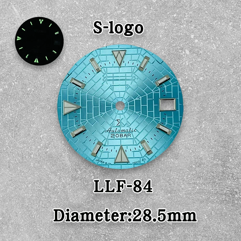 28.5mm High Quality S Logo NH35 Dial Spider Web Dial Suitable For NH35/NH36 Movement  Green Luminous NH35 Accessories