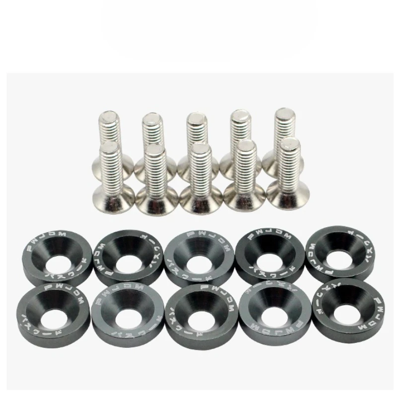 JDM Kotflügelscheiben M6 Bolzensatz Auto Modifikation Dichtungsschraube Kotflügel Stoßstange Motor Aluminium Konkave Schrauben Sechskantverschluss für Honda