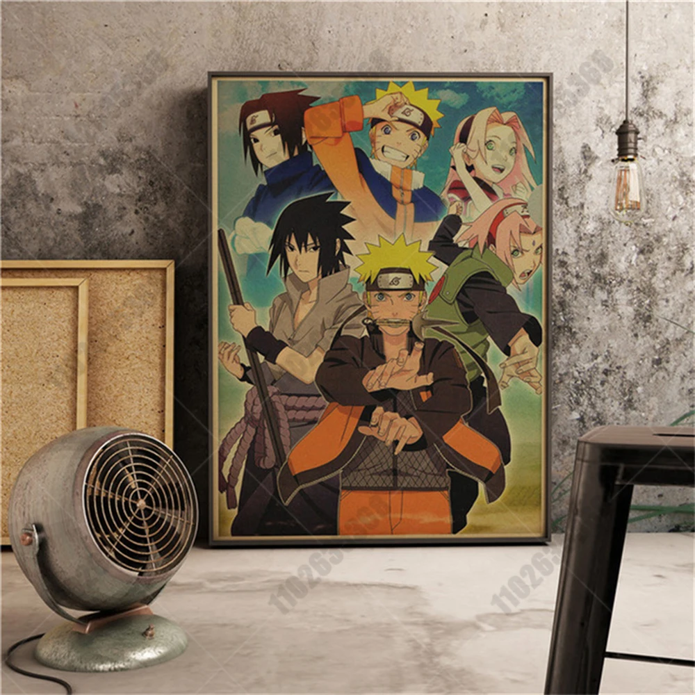 Peripheral Anime Retro Naruto Poster Kakashi Comics Canvas Painting Bedroom Living Room Decor Posters Wall Art Prints Gift Cudro