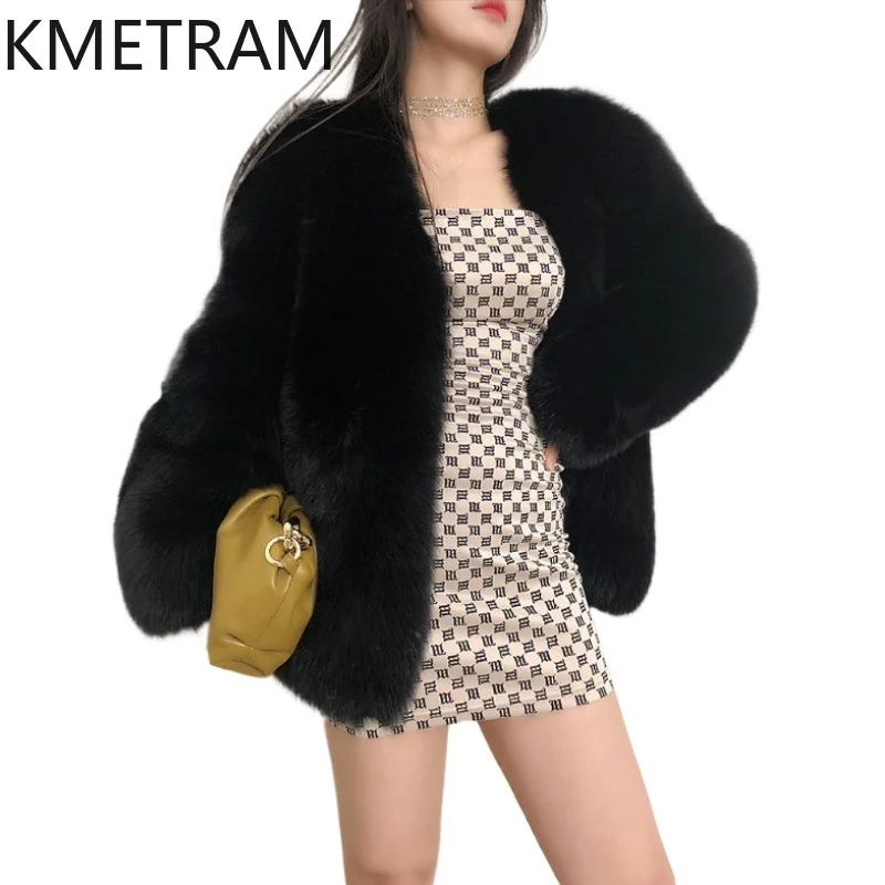 

Женская шуба из натурального фінского лисьего меха высокого качества, черная куртка из натурального меха 2025 года, новая верхняя одежда, зимняя женская шуба женская