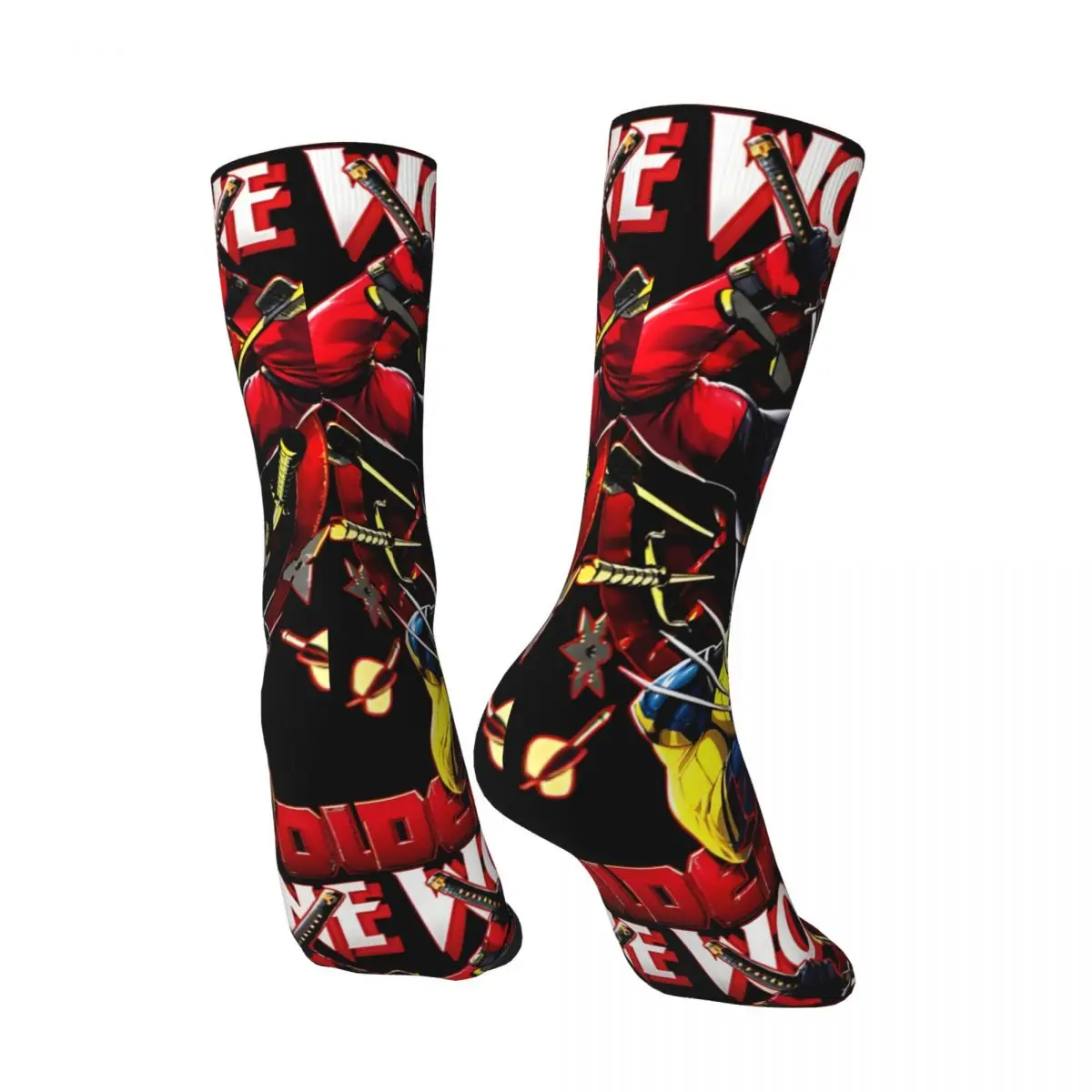 Funny Crazy Sock for Men Popular Movies Hip Hop Vintage Deadpool & Wolverine Happy Quality Pattern Printed Boys Crew compression