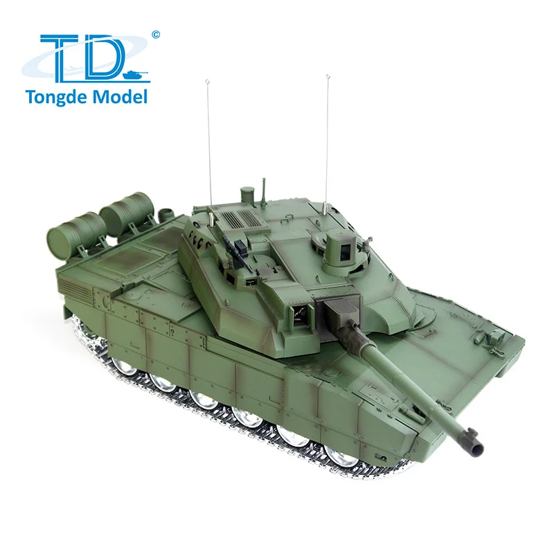 Tanque rc td h2408 1/16, tanque de batalha militar leclerc, roda de metal, caixa de velocidades, infravermelho, barril bb, unidade de fumaça de recuo