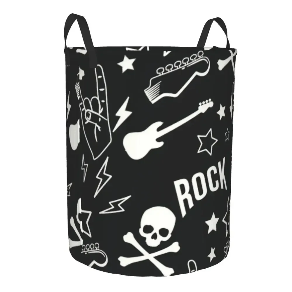 Rocker Rock Music Pattern Laundry Hamper Large Clothes Storage Basket Heavy Metal Guitar Toys Bin Organizer for Nursery