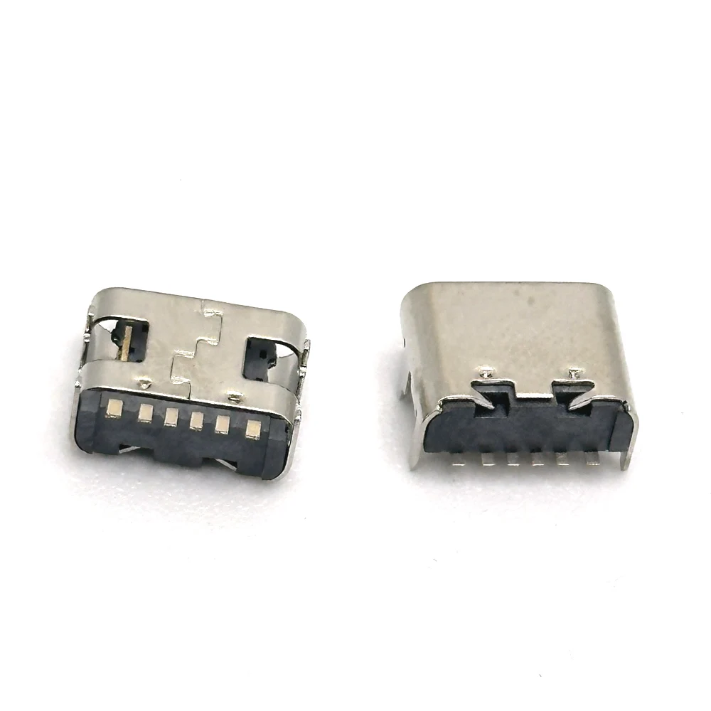 1/20pcs 6 Pin SMT Socket Connector Micro USB Type C 3.1 Female Placement SMD DIP For PCB design DIY high current charging