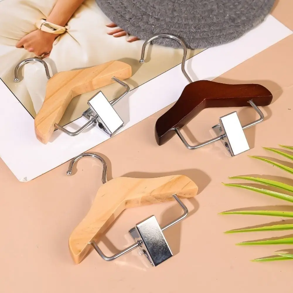 New High Quality Portable Durable Solid Wood Hanger with Clip Anti Slip Mini Hanger Pet Clothes Hook