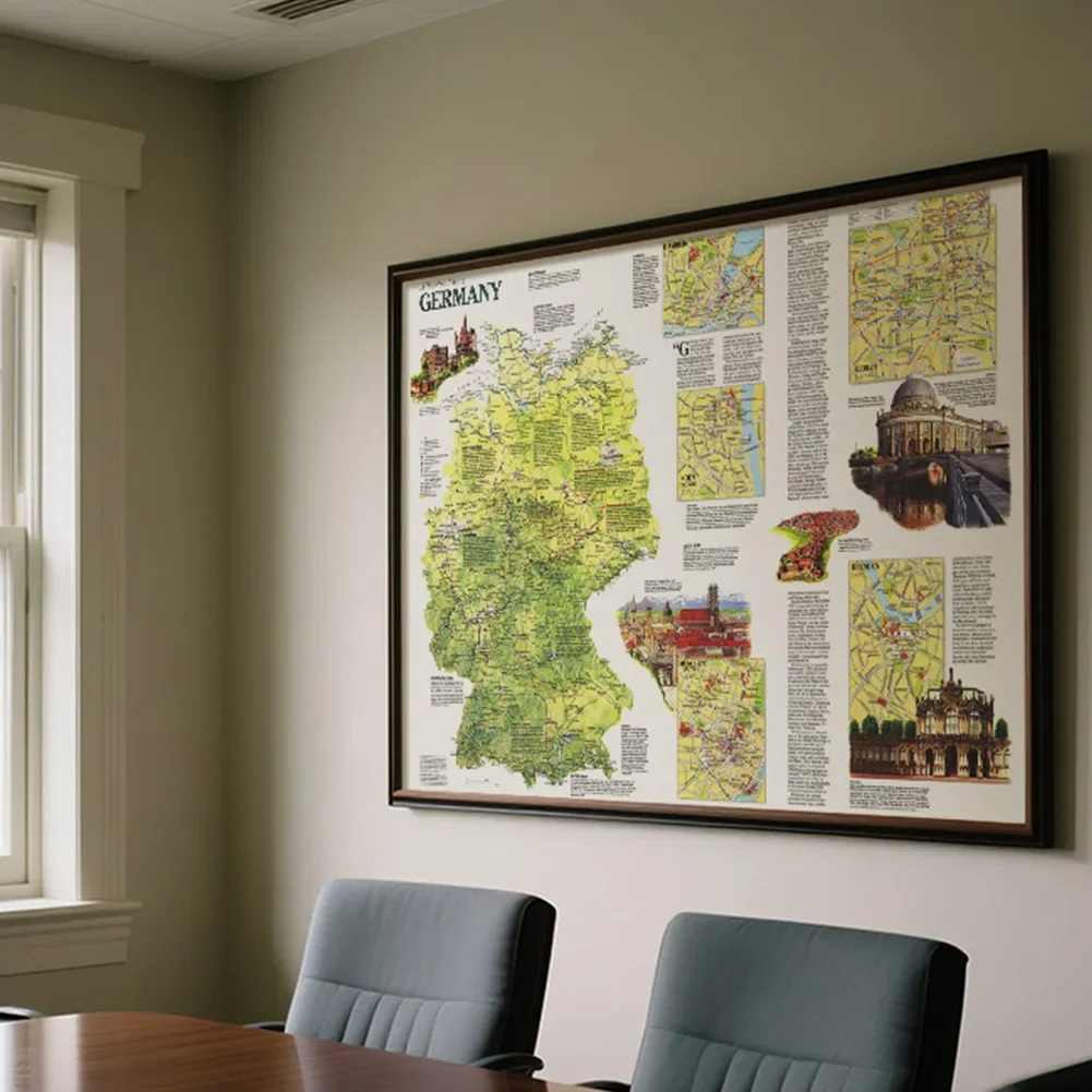 Vintage Retro เยอรมัน Traveler แผนที่โปสเตอร์ไม่ทอสเปรย์พื้นหลังผ้าศิลปะผนังพิมพ์สําหรับห้องนั่งเล่นตกแต่งบ้าน
