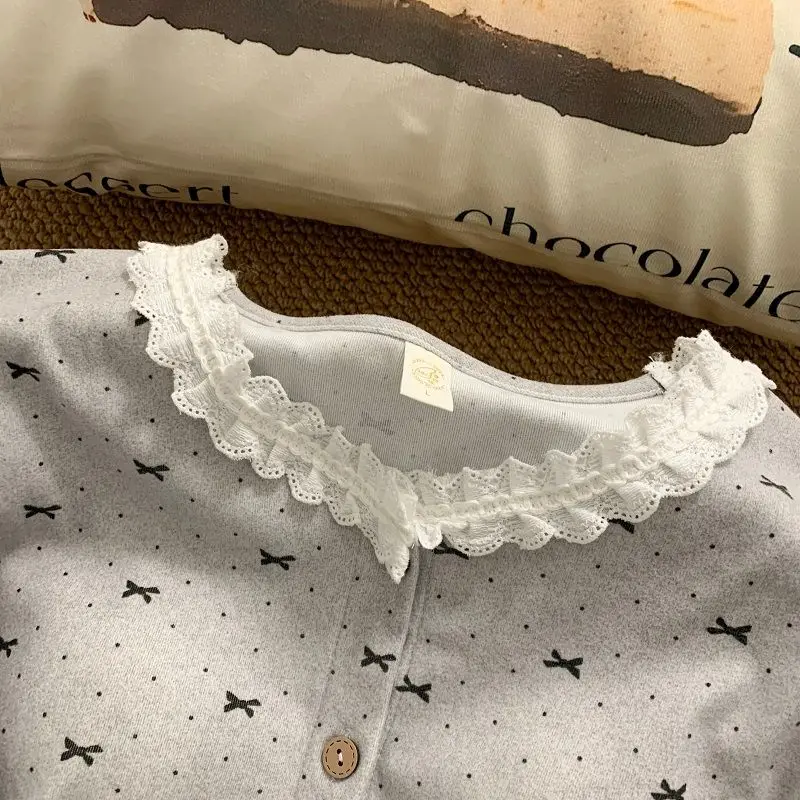 Harajuku Style Cartoon Relax Bear Women's Pajamas Plus Size 2PCS Set Cute Print with Chest Pad Autumn Winter New Loose Sleepwear