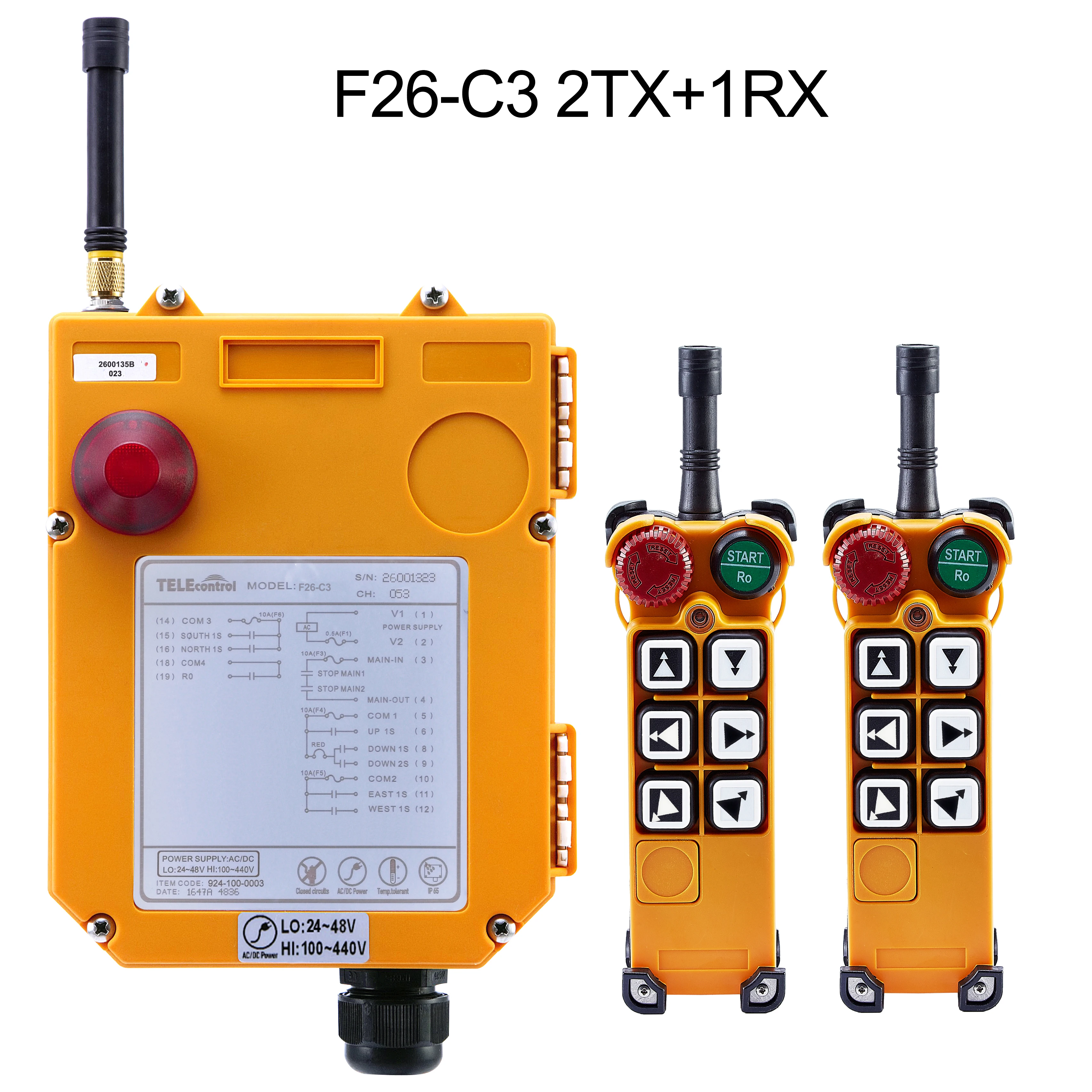 

Беспроводной пульт дистанционного управления краном Telecontrol F26-C3 с 3-мя движениями, 6-ю кнопками, двойной скоростью и 2-мя передатчиками