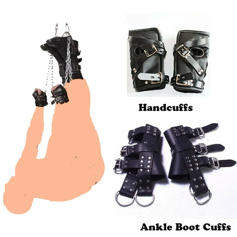 Erotic Bdsm Bondage Slave Set Hand  Ankle Suspend Belt PU Leather Hang Tools Set  Adult Product Sexy Erotic Toys for Couples