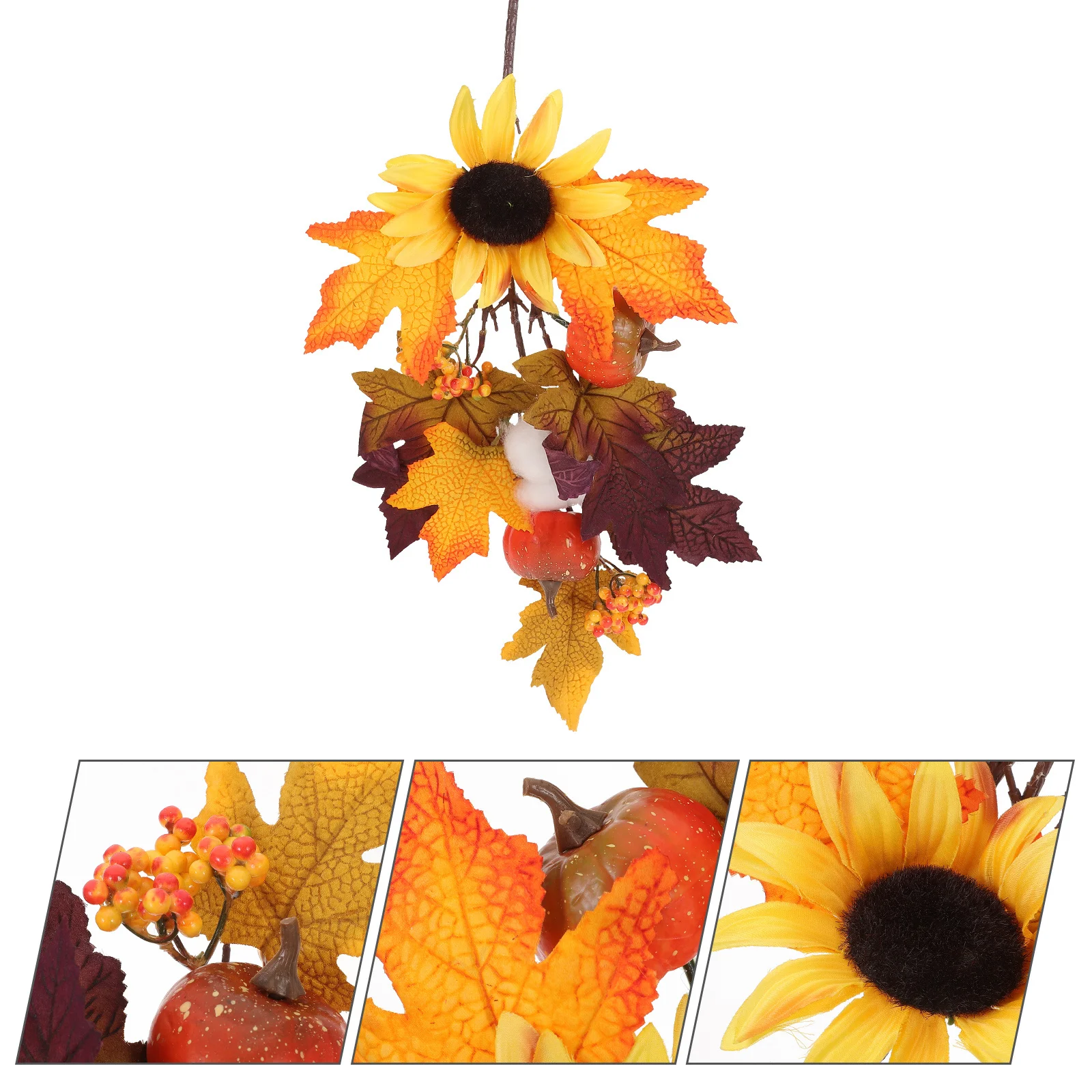 

Thanksgiving Swag Autumn Decorative Pumpkin Maple Leaf Hanging Ornament Fall Harvest Door Wall Indoor Outdoor Festival Decor