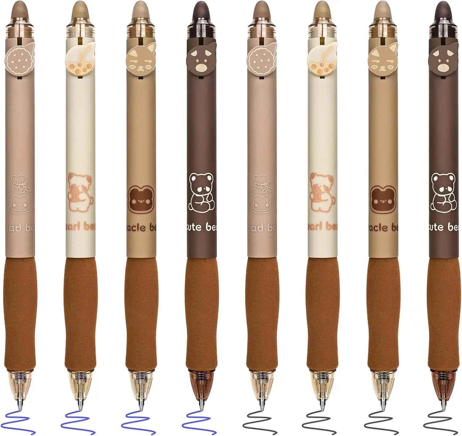 

8Pcs Cute Retractable Erasable Gel Pens, Blue and Black Ink Pen with Eraser Clear, Smooth Writing Comfortable to Use for Note