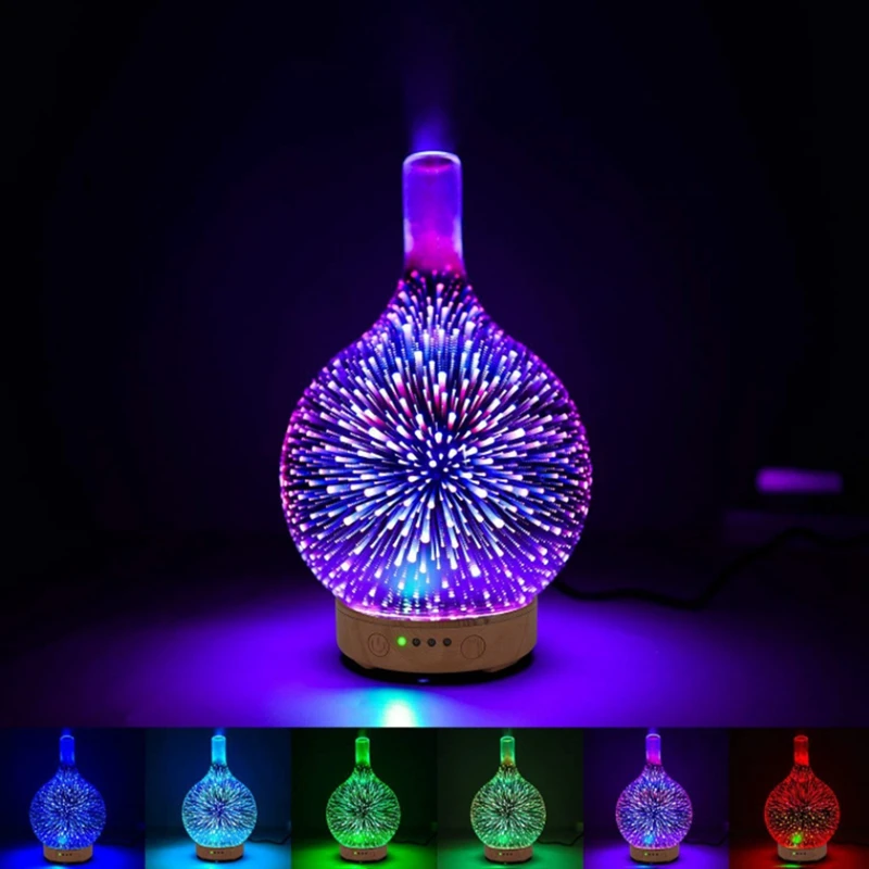 Essential Oil Diffuser,Glass Vase Aromatherapy Essential Oil Diffuser Changing Shut-Off Mist Humidifier