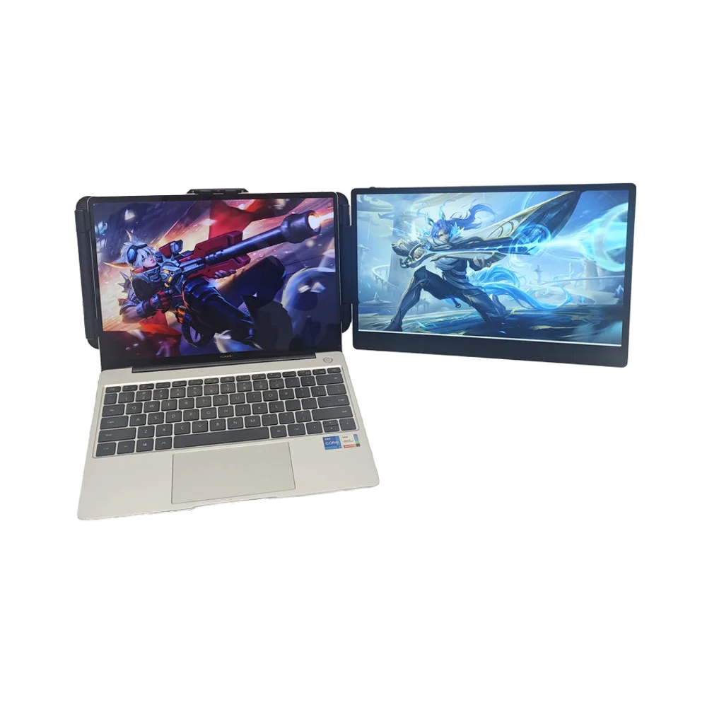 Dual 14'' IPS Portable Monitor for Laptop Lightweight Screen Extender Expand Workspace Double Screen Compatible Mac Win Chrome