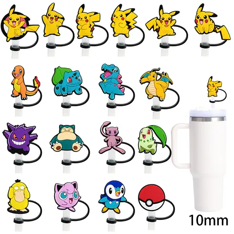 1PCS CartoonSilica 젤 밀짚 커버 캡 일본 애니메이션 음료 밀짚 플러그 재사용 가능한 스플래시 증거 마시는 맞는 컵 밀짚 모자 펜던트