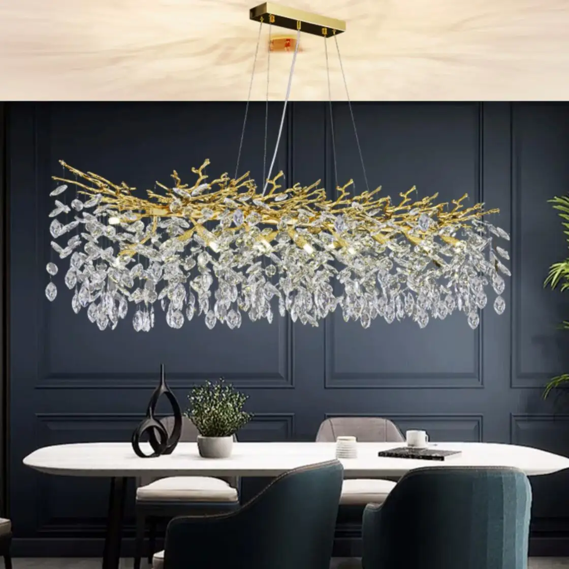 

New crystal chandelier Living room Modern luxury main light Golden branch chandelier Villa decorative lights LED lighting