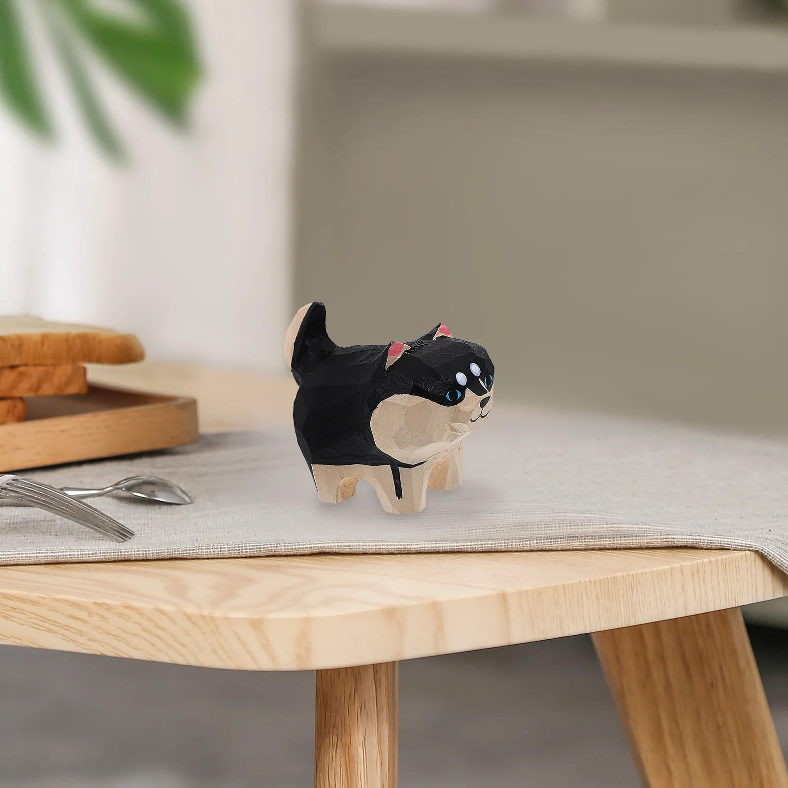 

Wooden Small Dog Sculpture Puppy Statue Desktop Ornament Solid Wood Rustic Home Decoration Wood Carving Decor Dog Statue