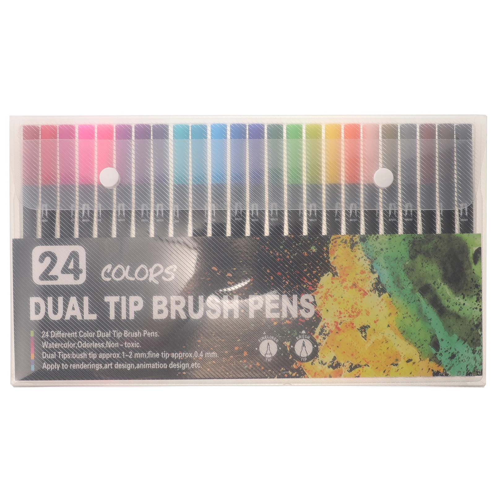 

24pcs Double Ended Marker Pen Children Art Supplies Water Based Soft Tip Color Pens for Painting on Paper Cloth Plastic