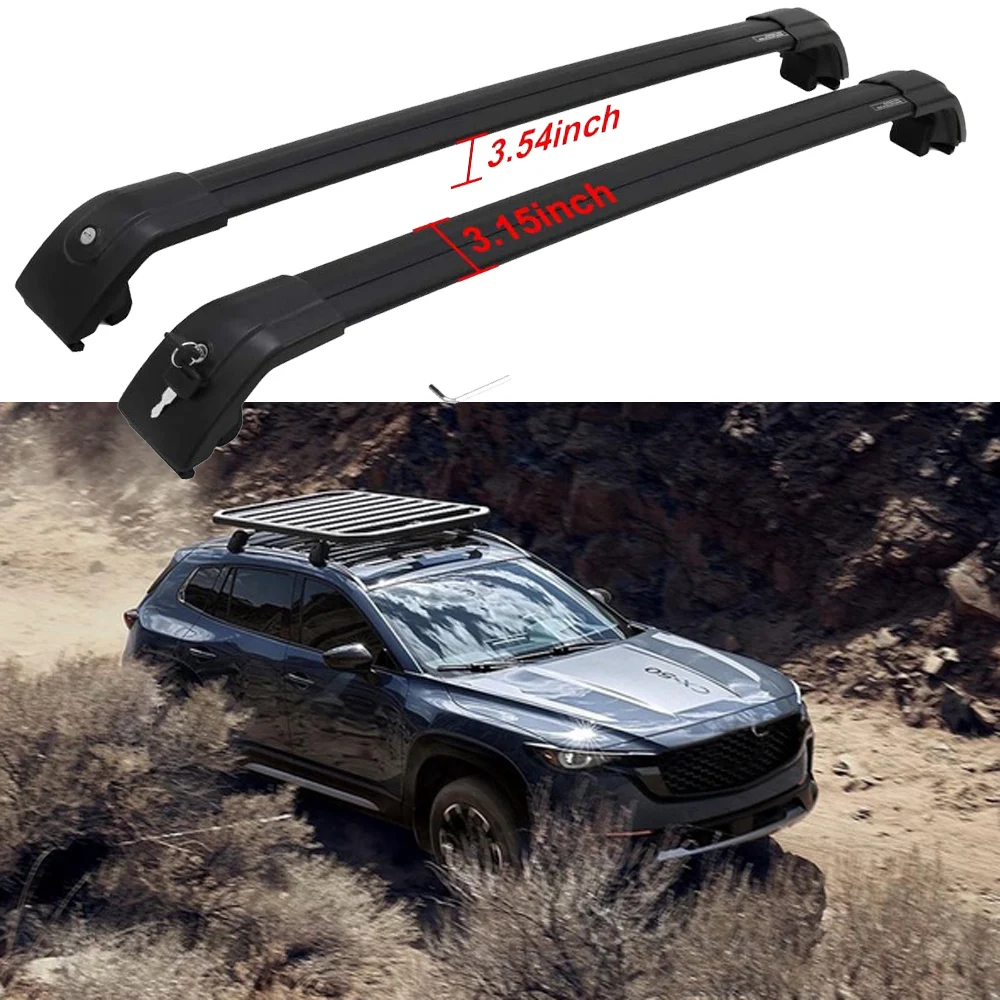 Locable Cross Bar Fits for Mazda CX-50 2023 Luggage Rail Carogo Bars 2PCS Black