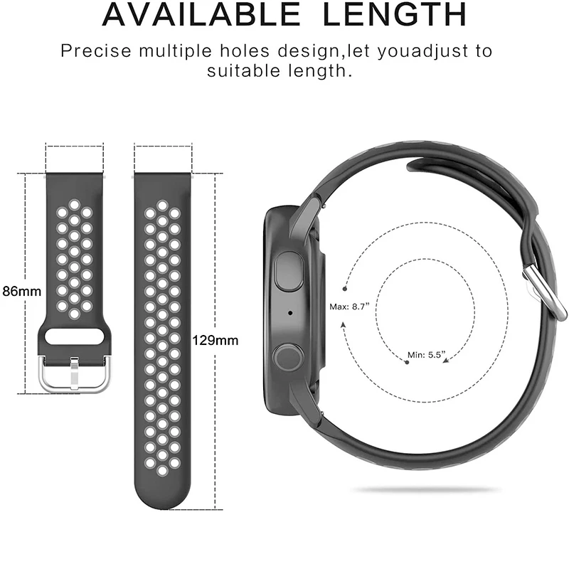 Ademende siliconen band voor lemfo lem12 pro smart watch band quick release armband riemen voor lemfo i15 lem14 lem15 correa