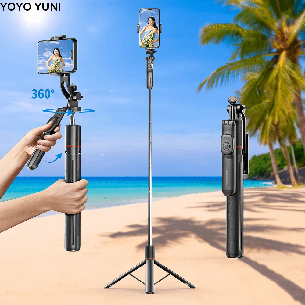 

360° Rotating Telescopic Selfie Stick Portable 1.7m Bluetooth Selfie Stick Handheld Extendable Selfie Stick Tripod