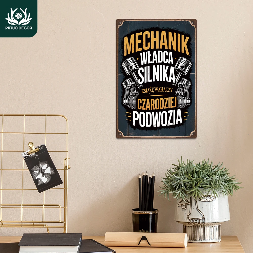 Putuo Decor 1 Stück Polnisches Vintage Metallschild, MECHANIK WŁADCA SILNIKA KSIĘŻĘ WAHACZY, Geschenk