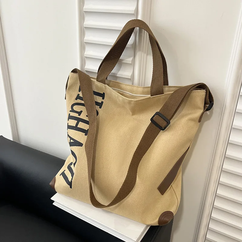 Large Capacity Canvas Bag Leisure Bag Trendy Fashion Computer Bag Versatile Simple and Practical Work Commute Leisure Daily
