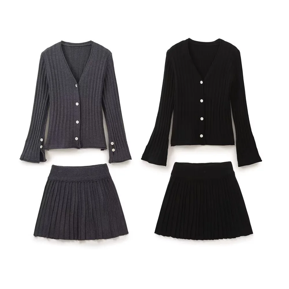 

Autumn new fashion women's casual and elegant design sense of European and American style button knitting suit
