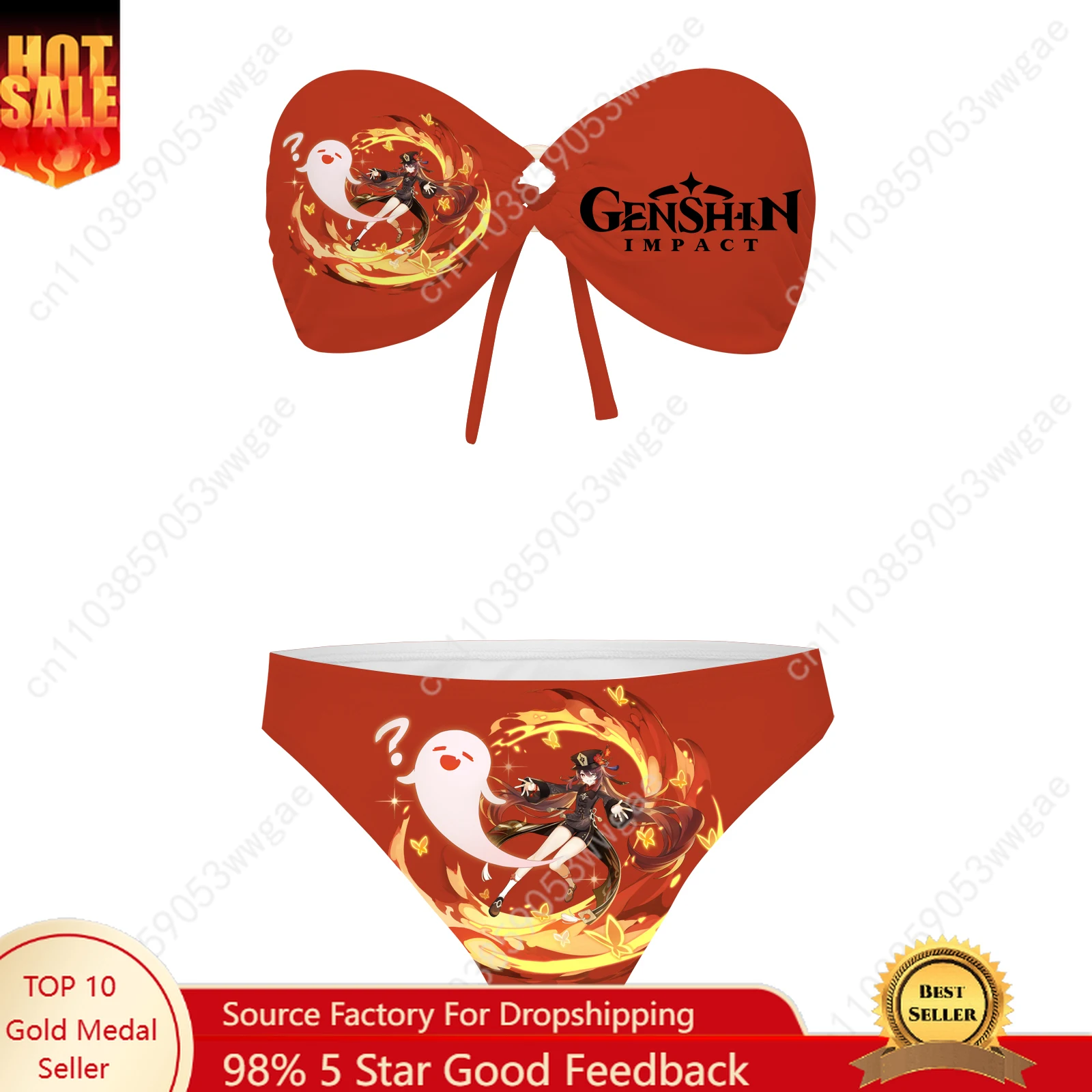 

Genshin Walnut Strapless Swimsuit Womens Bathing Suit Personalized Fashion Swimwear Pool Beach Sexy Bikini Customized Beachwear