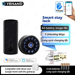 YRHAND Smart Deadbolt Locks Work with Alexa WiFi TTlock App Biometric Fingerprint keyless Entry Keypad door lock with Gateway