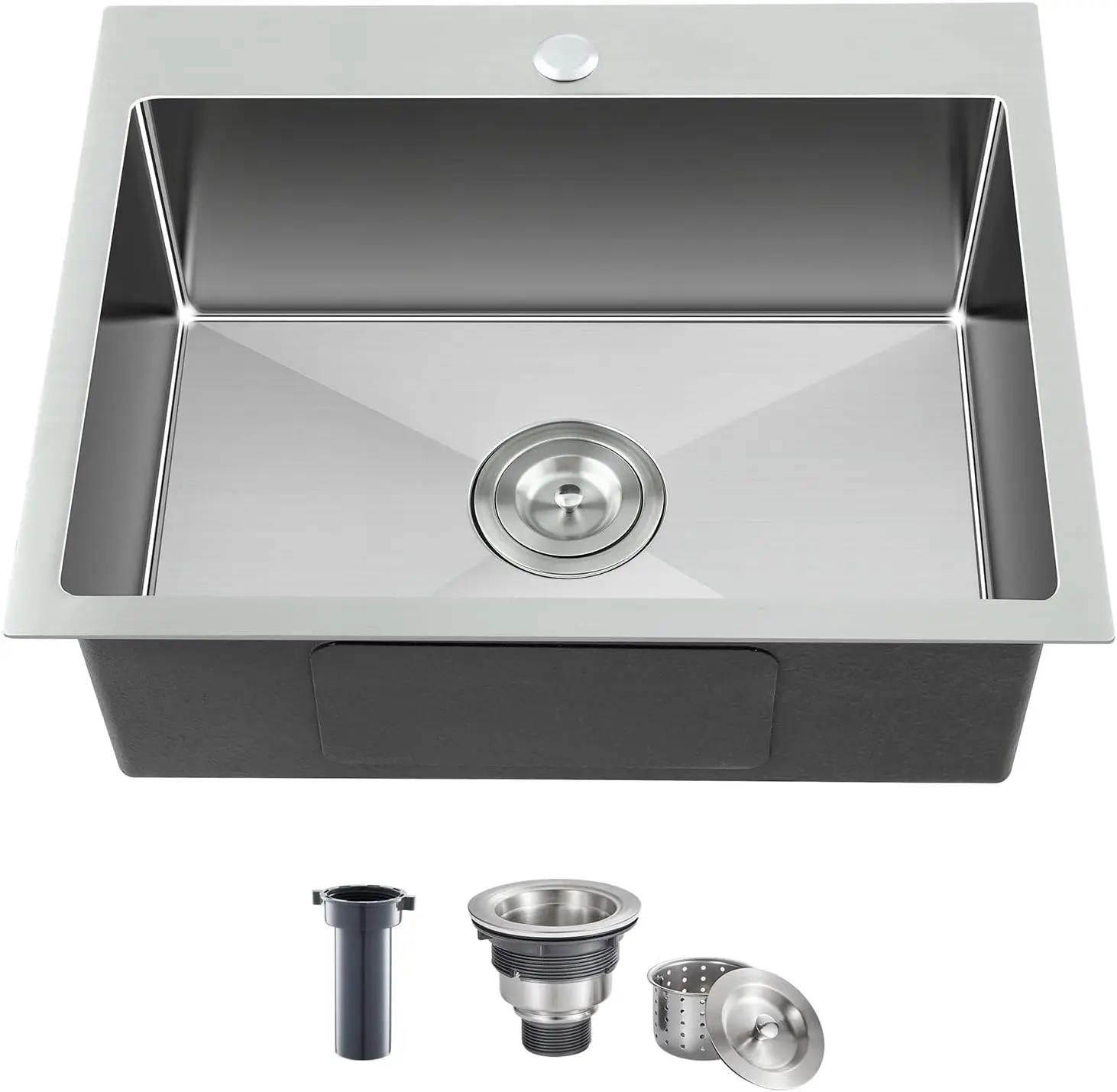 

23-дюймовая одинарная кухонная мойка из нержавеющей стали 304 (18 калибр) с глубокой чашей 9 дюймов и матовой отделкой